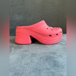Crocs Siren Clogs Men’s SZ 12 Woman’s SZ 14 Pink High Heel Platform Comfort Shoe